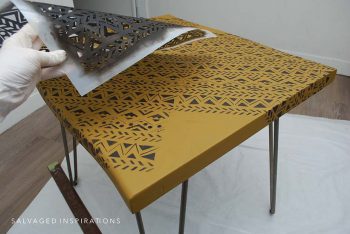 Table Stenciled w MudCloth Stencil Design