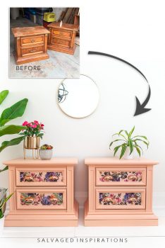 Decoupaged Nightstands Before and After
