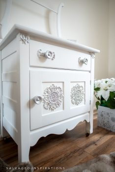Side View of White Christmas Washstand