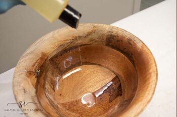Adding Hemp Oil Finish To Thrift Wood Bowl