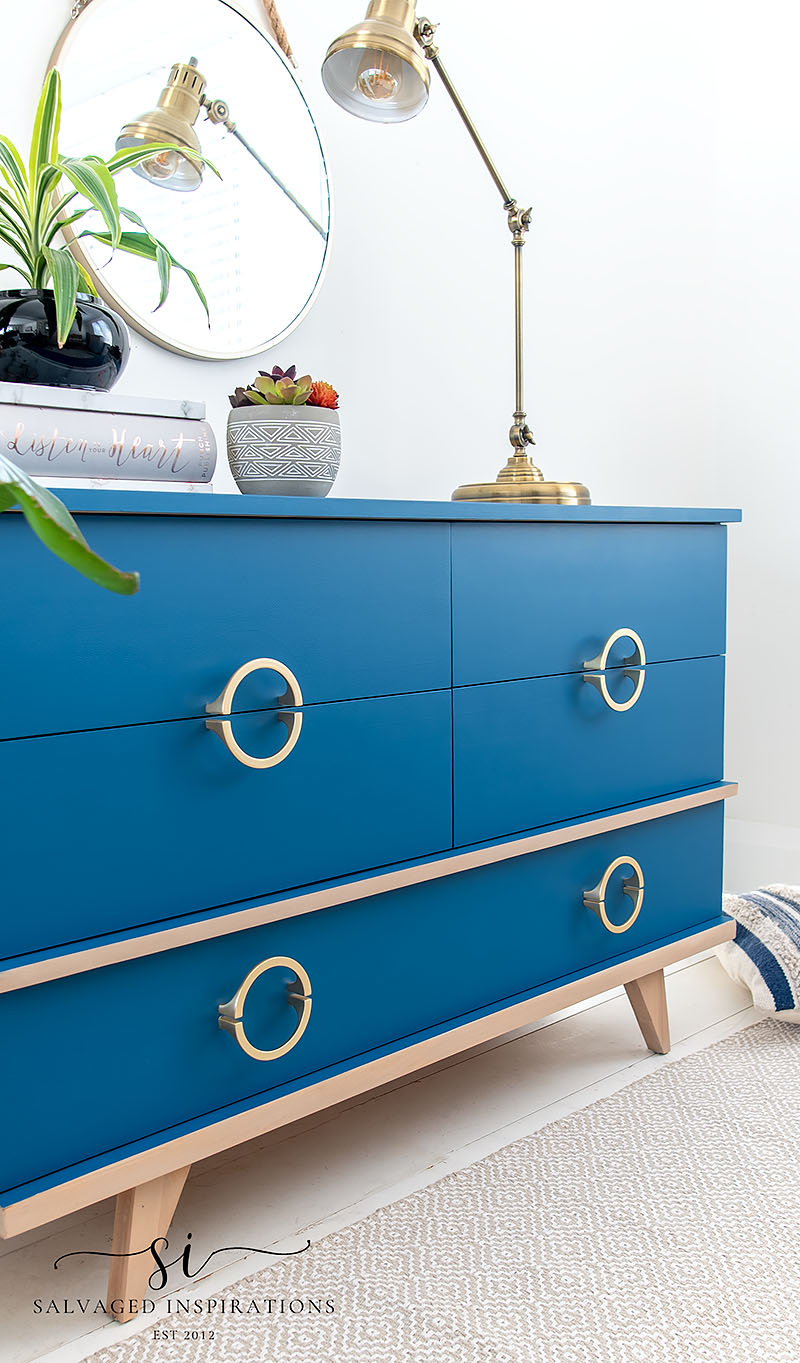 Brushed and Rolled blue Painted Dresser