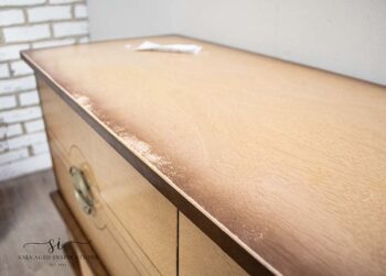 Worn Veneer Top on Dresser