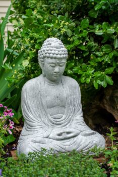 Faux Stone Paint Finish on Garden Buddha