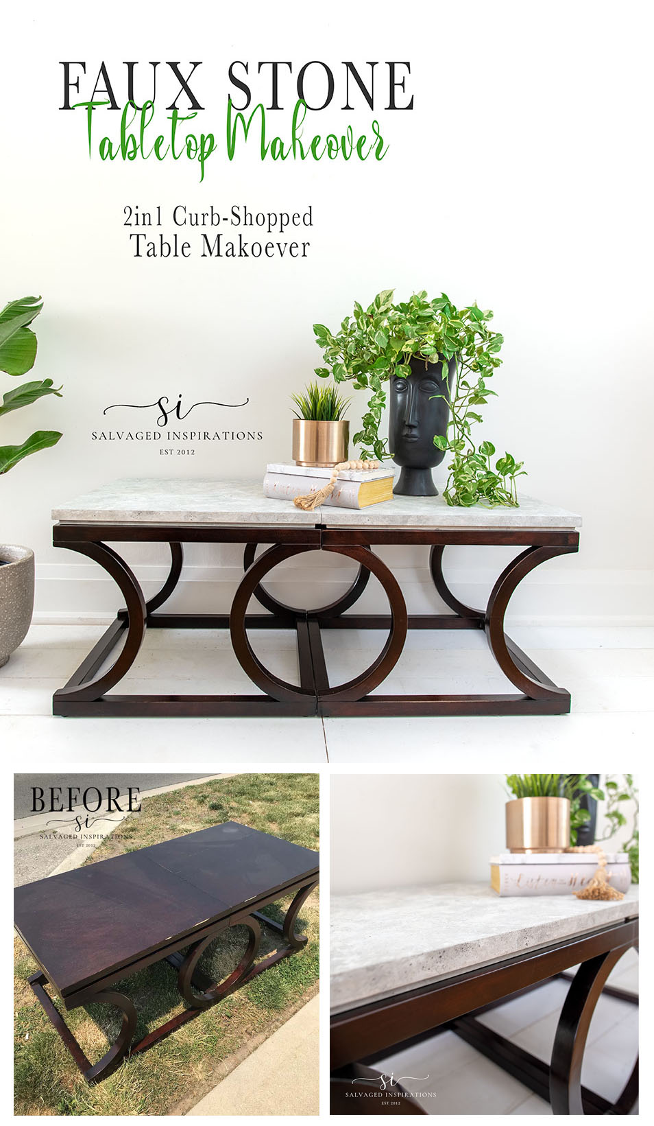 Painted Faux Stone Table Makeover Pinterest