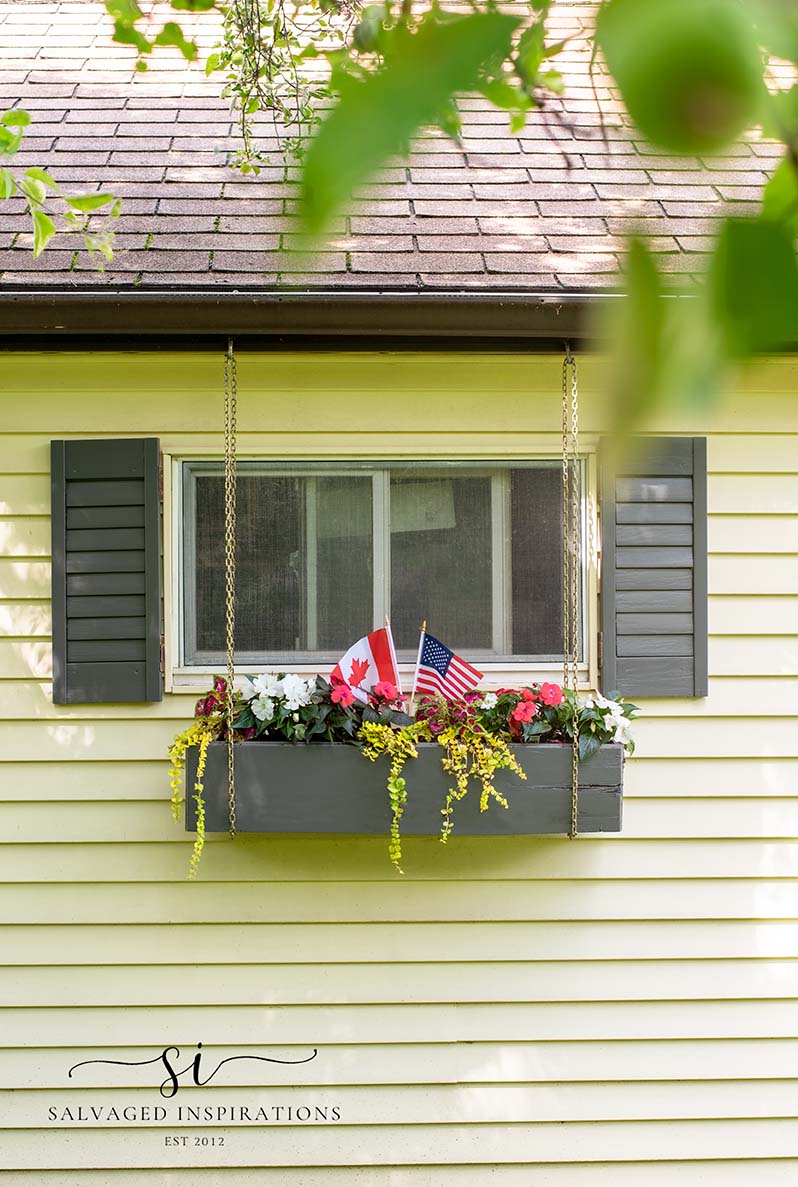 Garage Planter with Painted Shutters