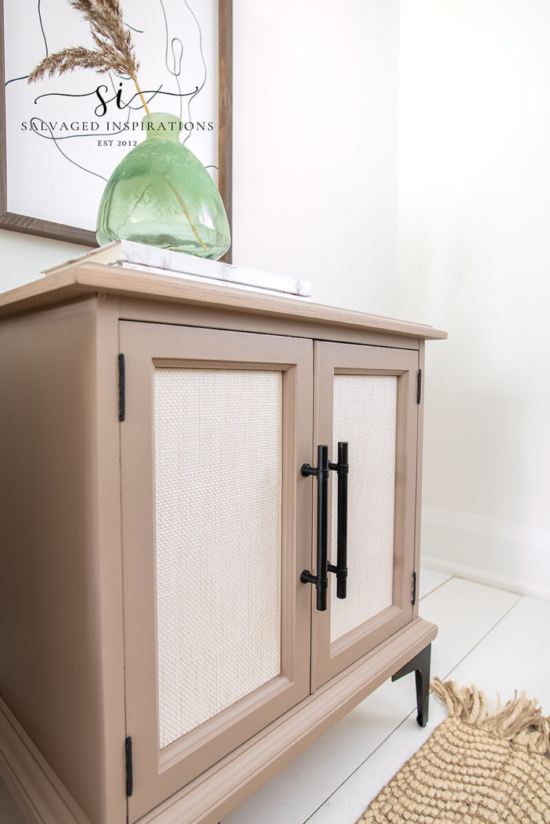 Side View of Painted and Wallpaper Nightstand