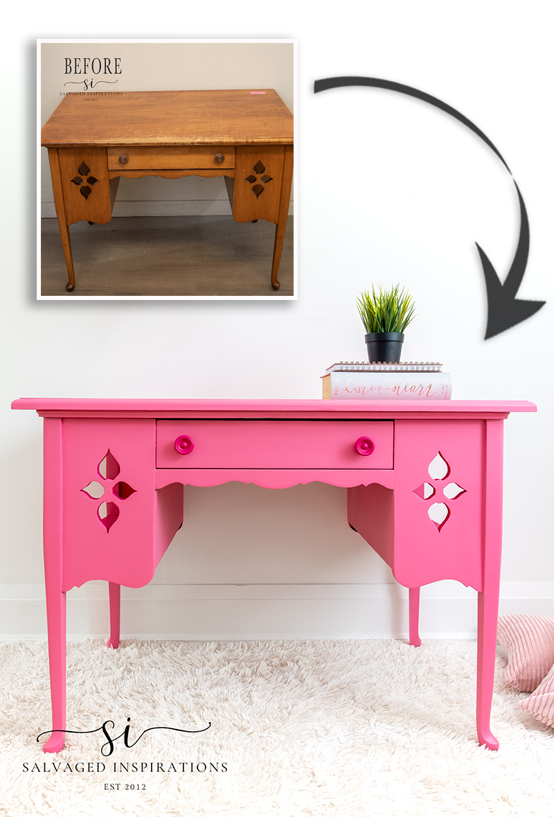 Before and After Barbie Painted Desk