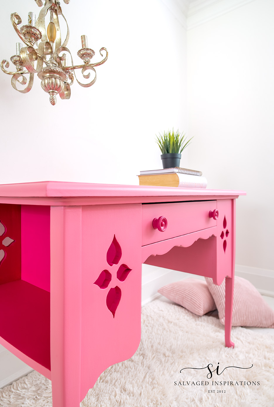 Side View of Pink Painted Desk