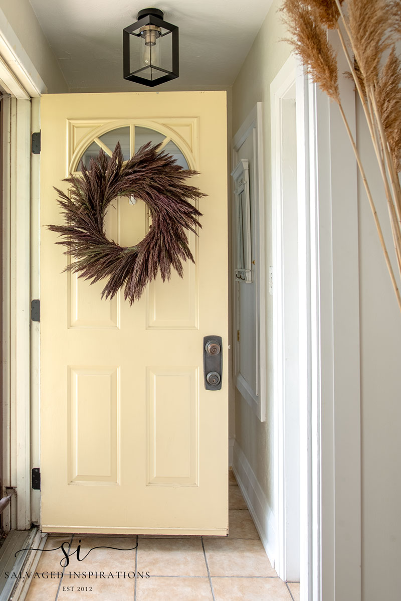 DIY Fall Wreath on Yellow Door