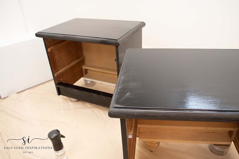 First Coat of Black Paint on Nightstands