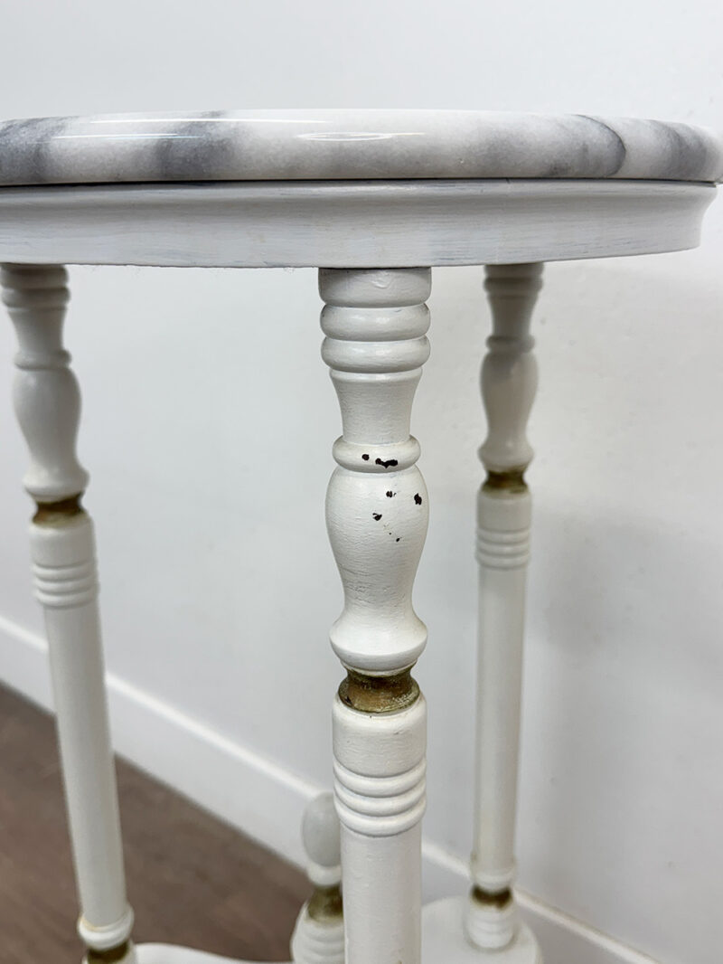 Painted Spindles On Marble Plant Stand
