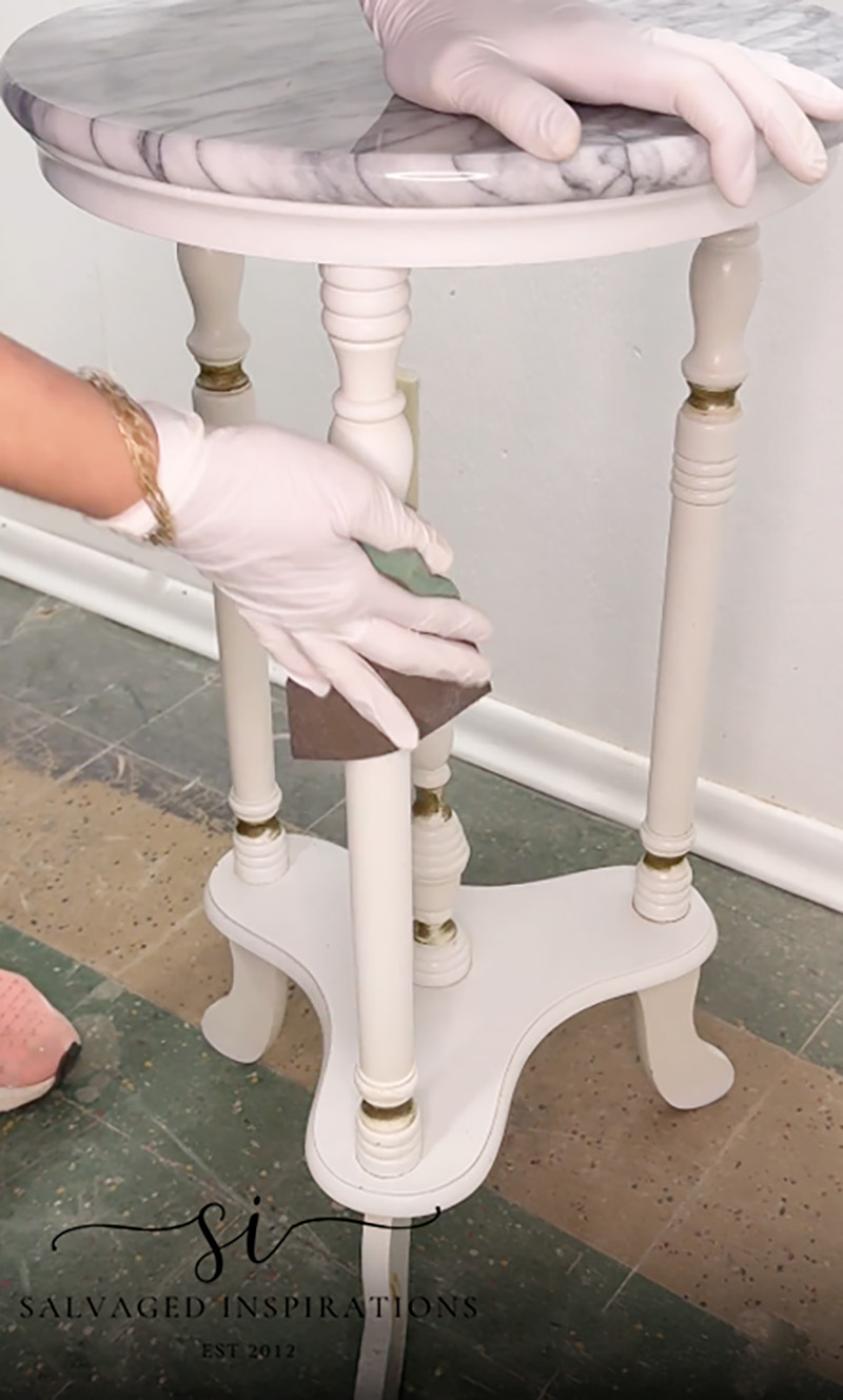 Scuff Sanding Plant Stand Paint