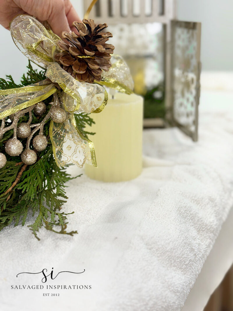 Fake Candle And Christmas Greenery