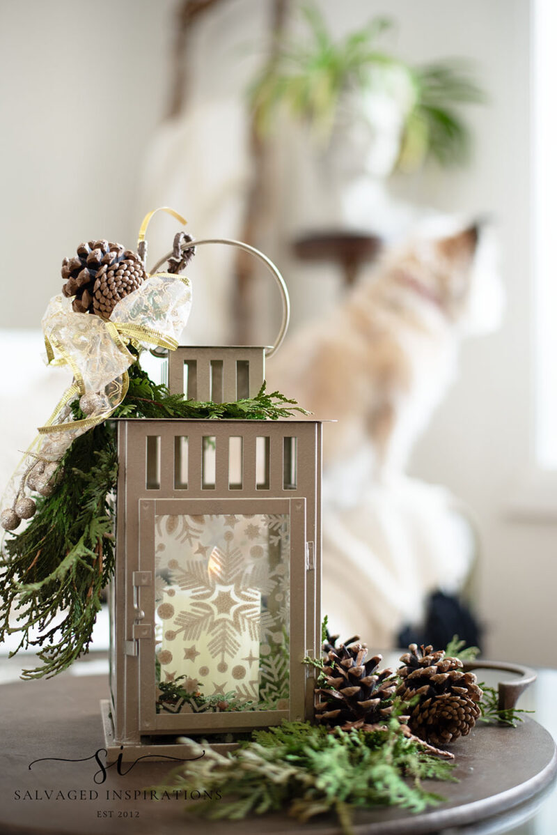 Trashed Hurricane Lamp Christmas Makeover