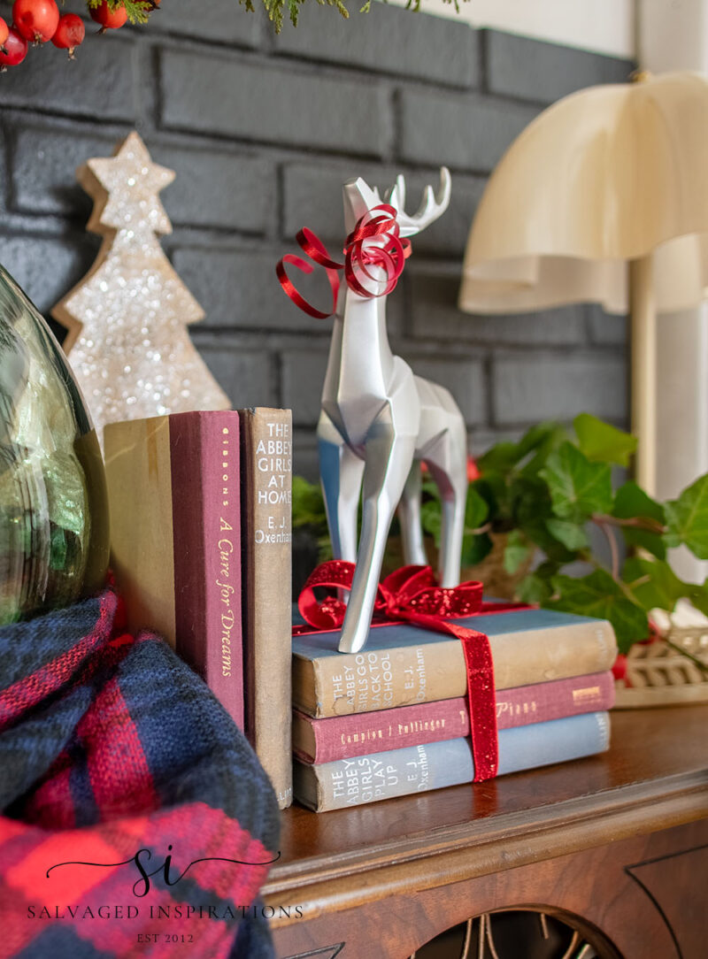 Xmas Table Top Vintage Books and Deer