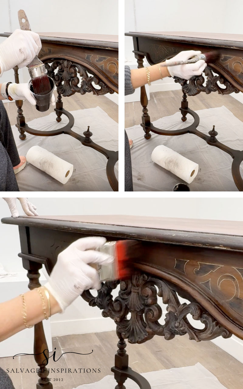 Coffee Bean Paint Wash On Vintage Table