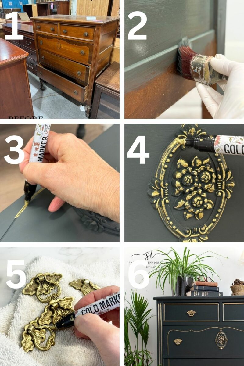 spray paint dresser gold MASTANI main image 1