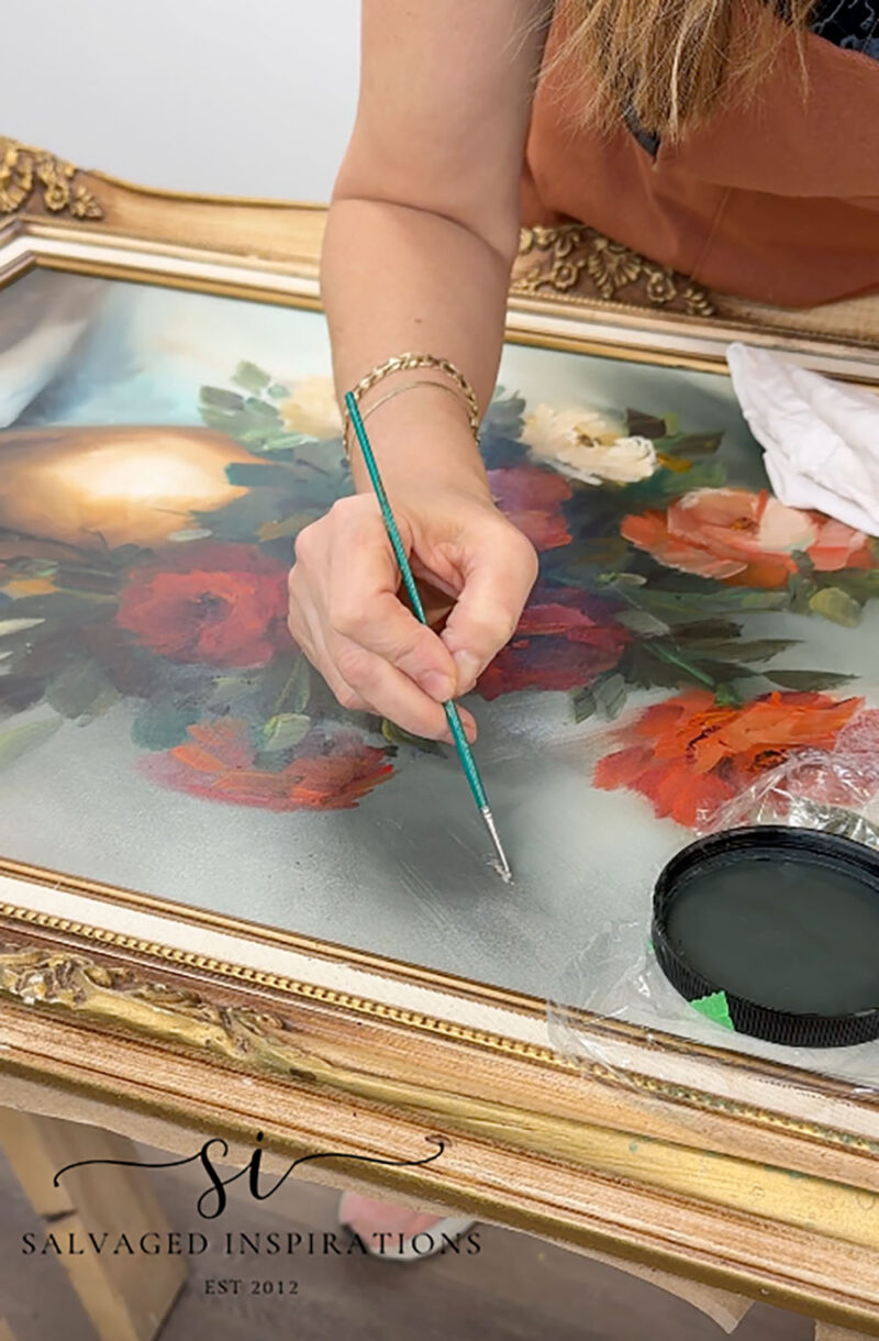 Matching Paint on Floral Canvas Repair