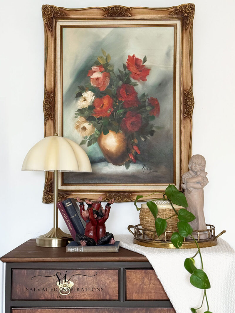 Trashed and Repaired Floral Canvas Painting