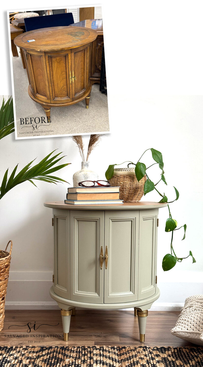 Front View of Drum Table Before and After