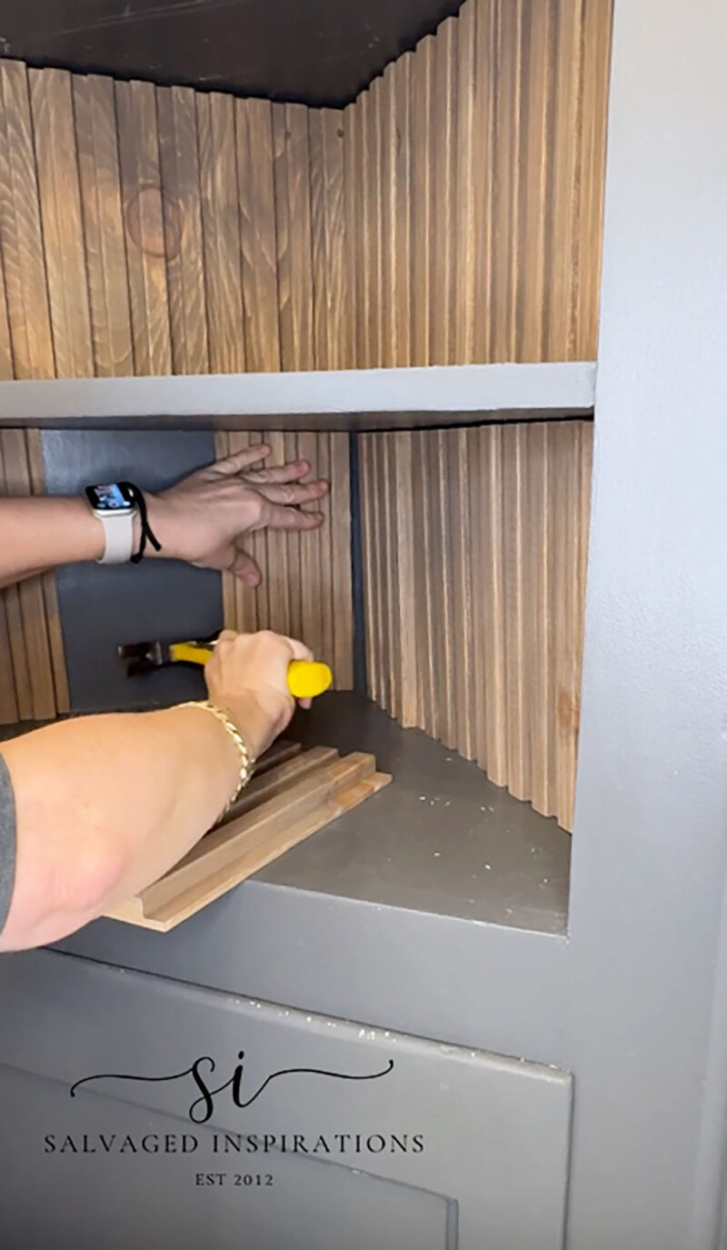 Installing Fluted Wood Panel on Corner Cabinet
