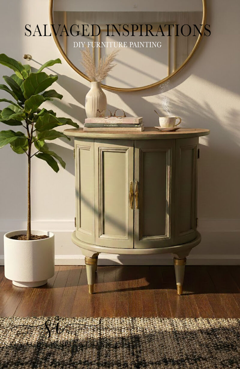 Painted Drum Table with AI Staging - siblog