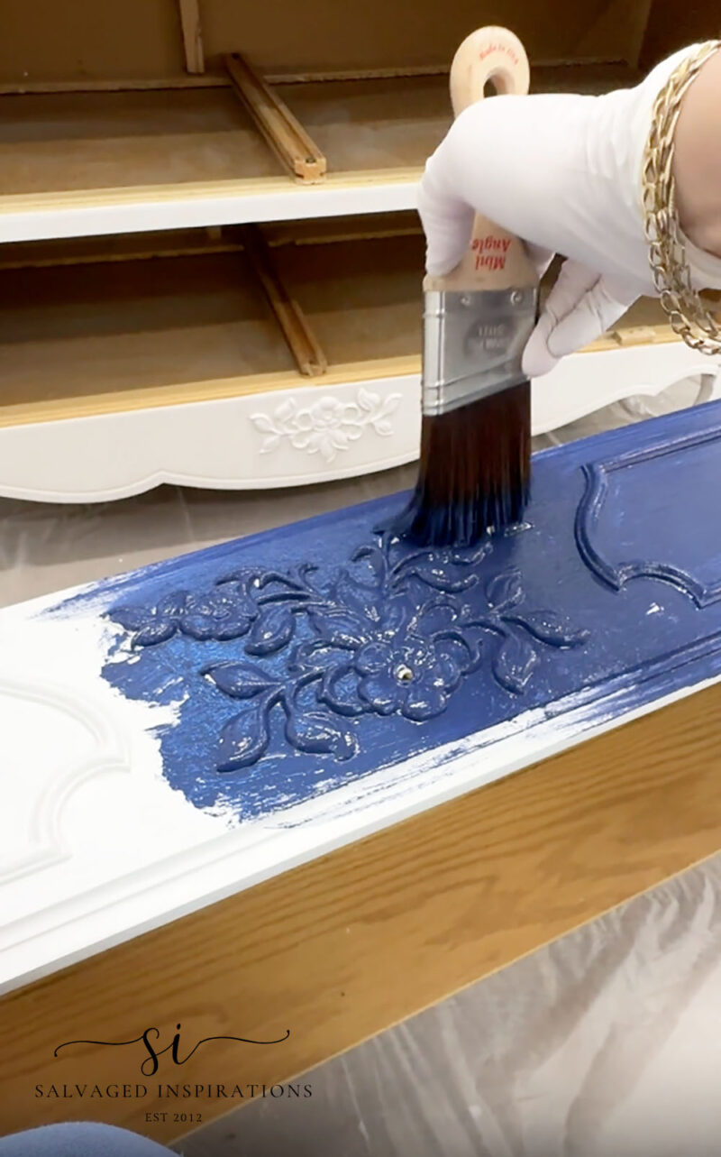 Painting French Provincial Dresser in Nautical Blue Paint