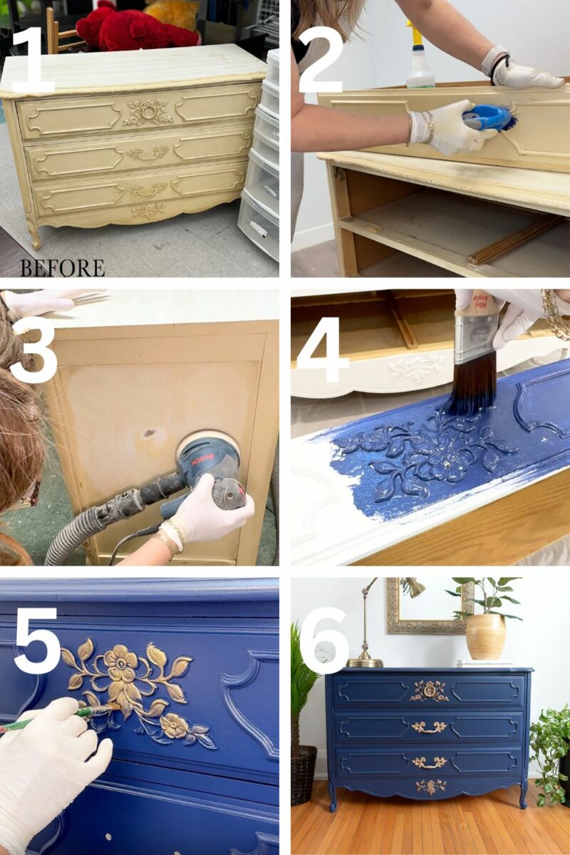 Step by Step Nautical Dresser Makeover