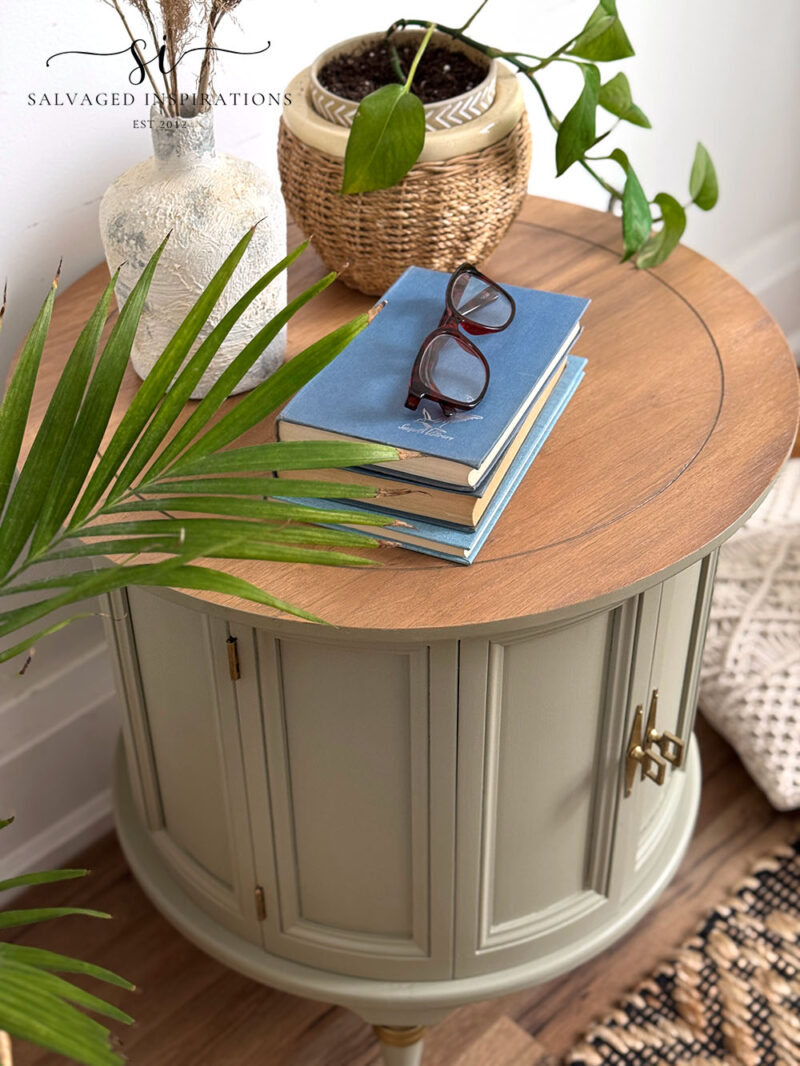 Top of Drum Table Stained With Whiskey Barrel