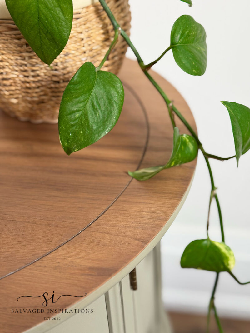 Whiskey Barrel Stained Wood Side Table