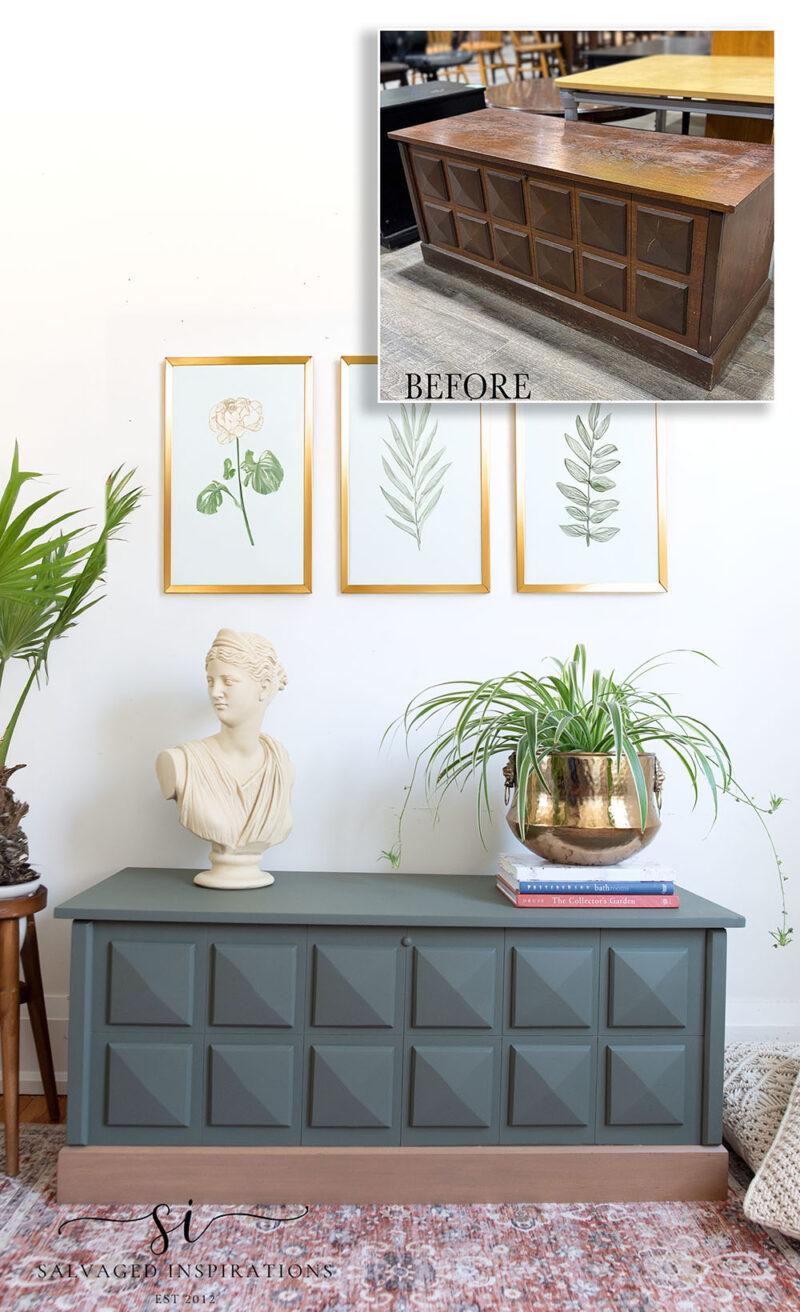 Before and After Blanket Box Makeover