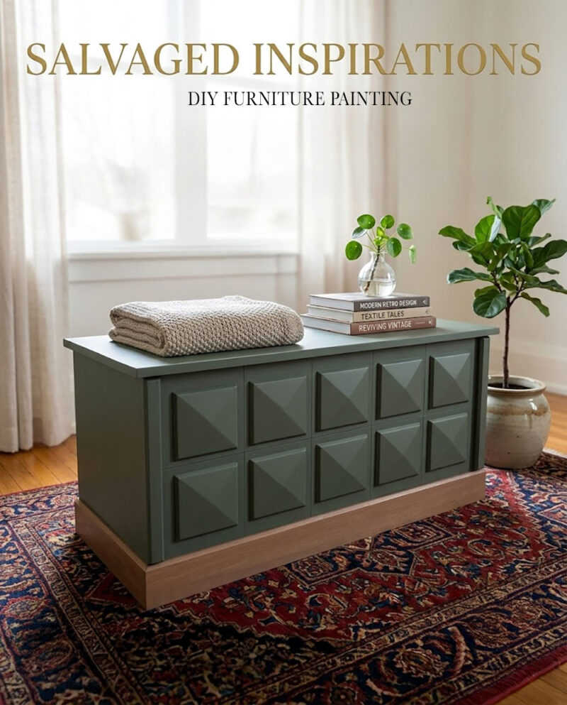 Painted And Stained Blanket Box in AI Roomscape - Salvaged Inspirations