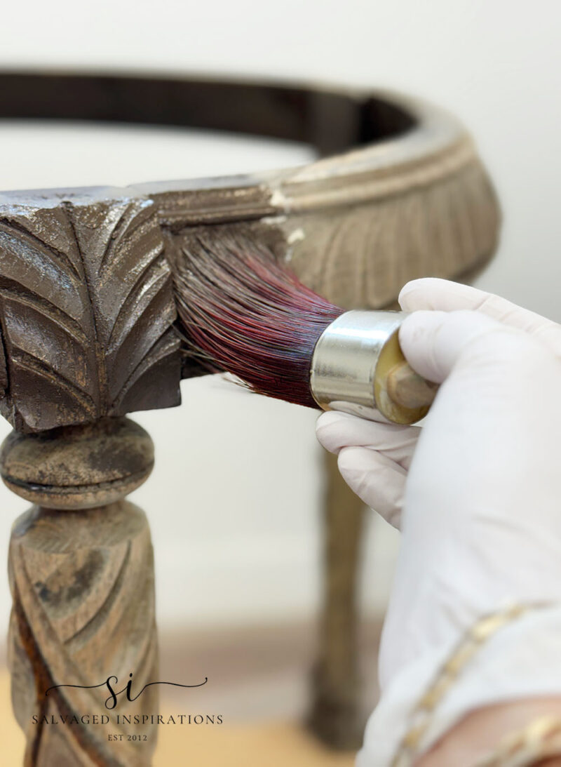 Painting An Umber Paint Wash on Wood Table