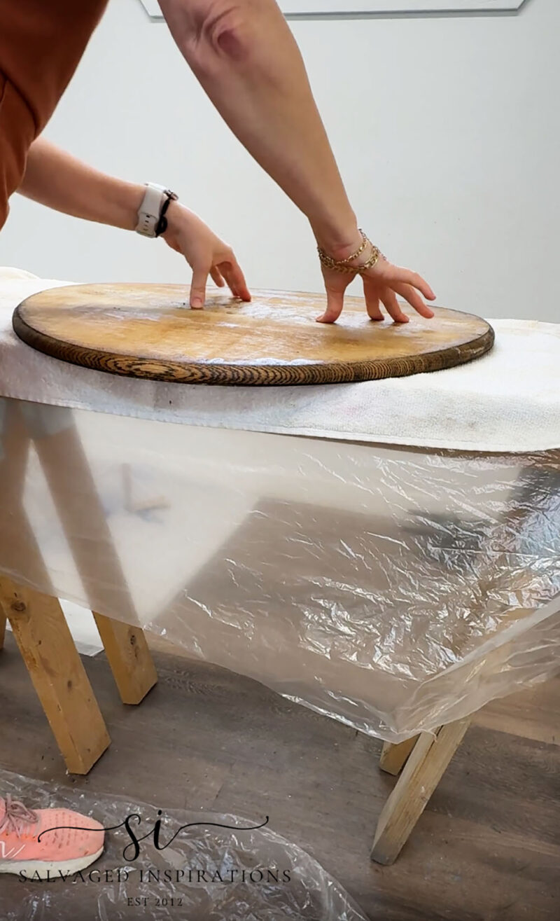 Placing Warped Wood Table Top on Damp Towel