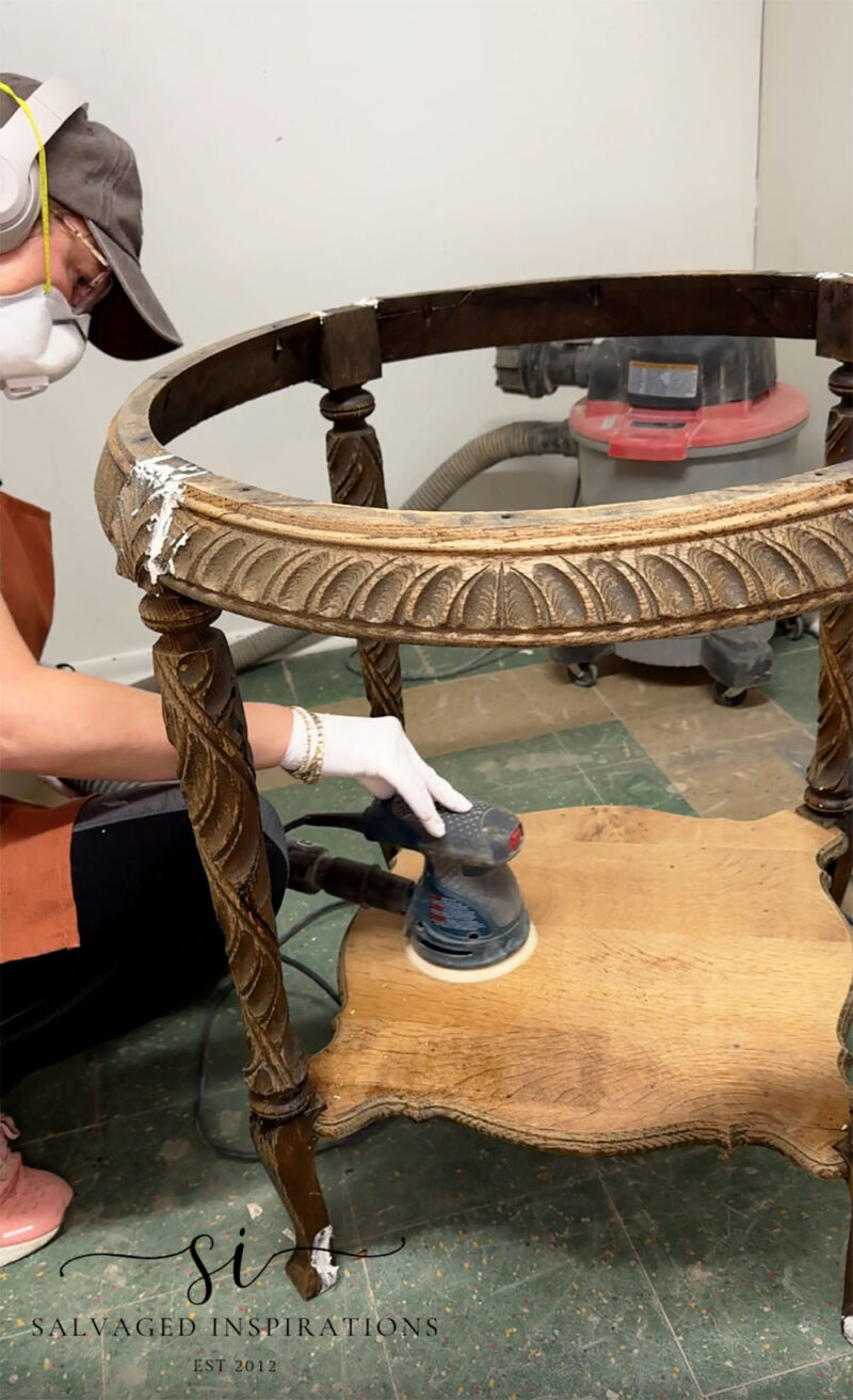 Sanding Wood Table