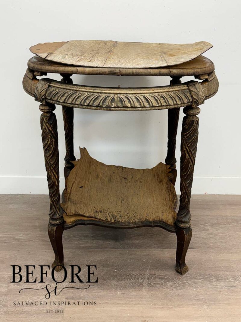 Trashed Ornate Vintage Table BEFORE 1