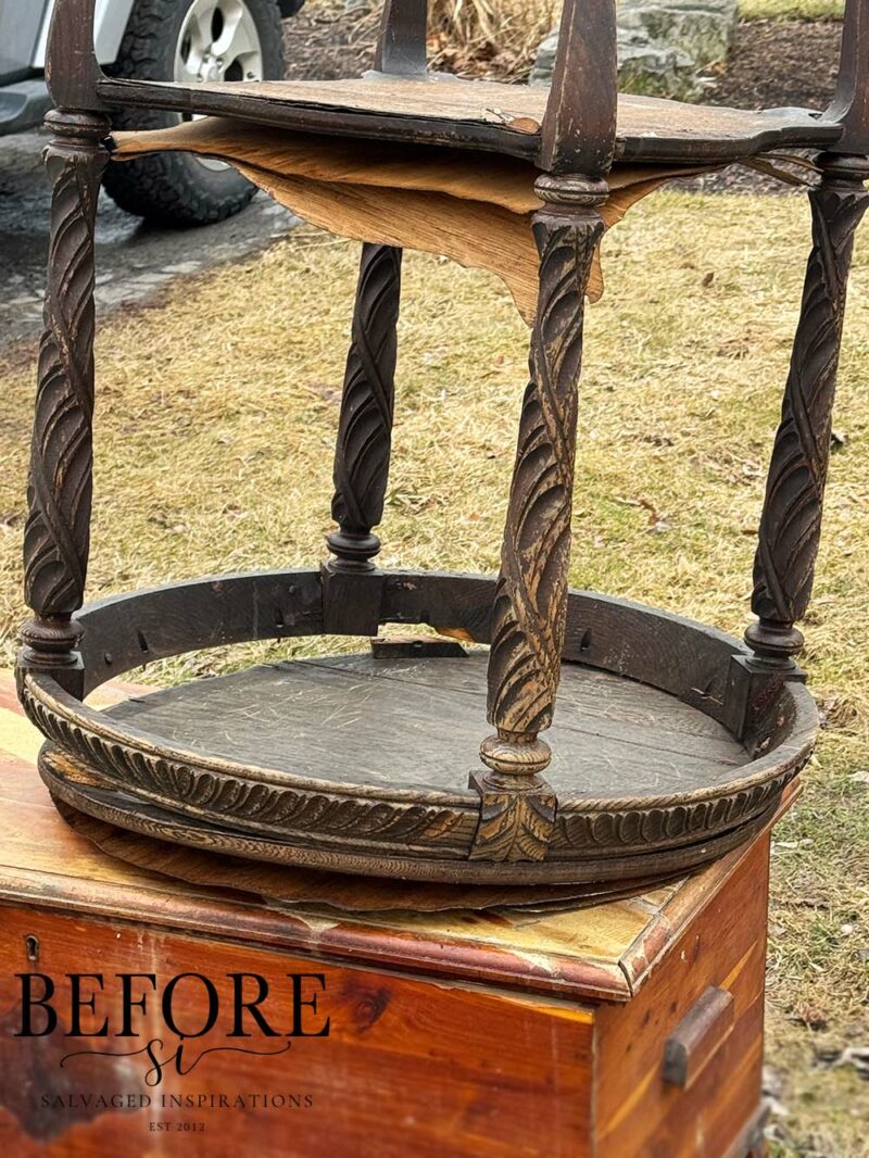 Trashed Ornate Vintage Table Curbside BEFORE