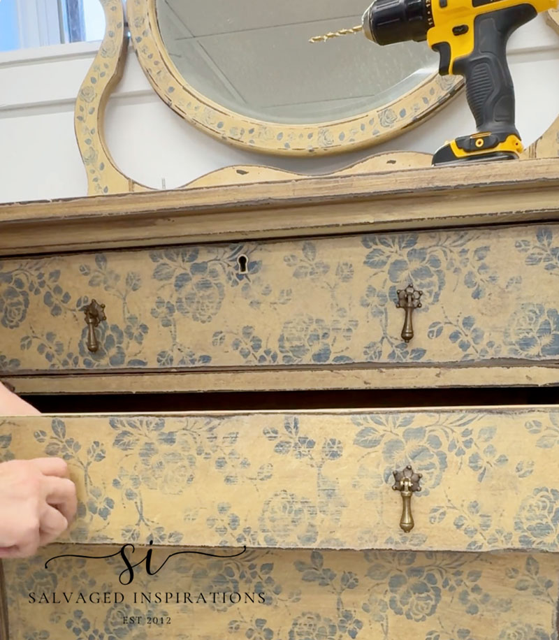 Adding Teardrop Hardware to Dresser Drawers