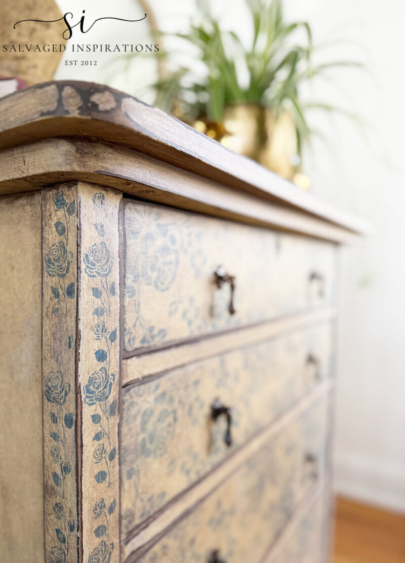 Antique Finish Dresser with Rose Details