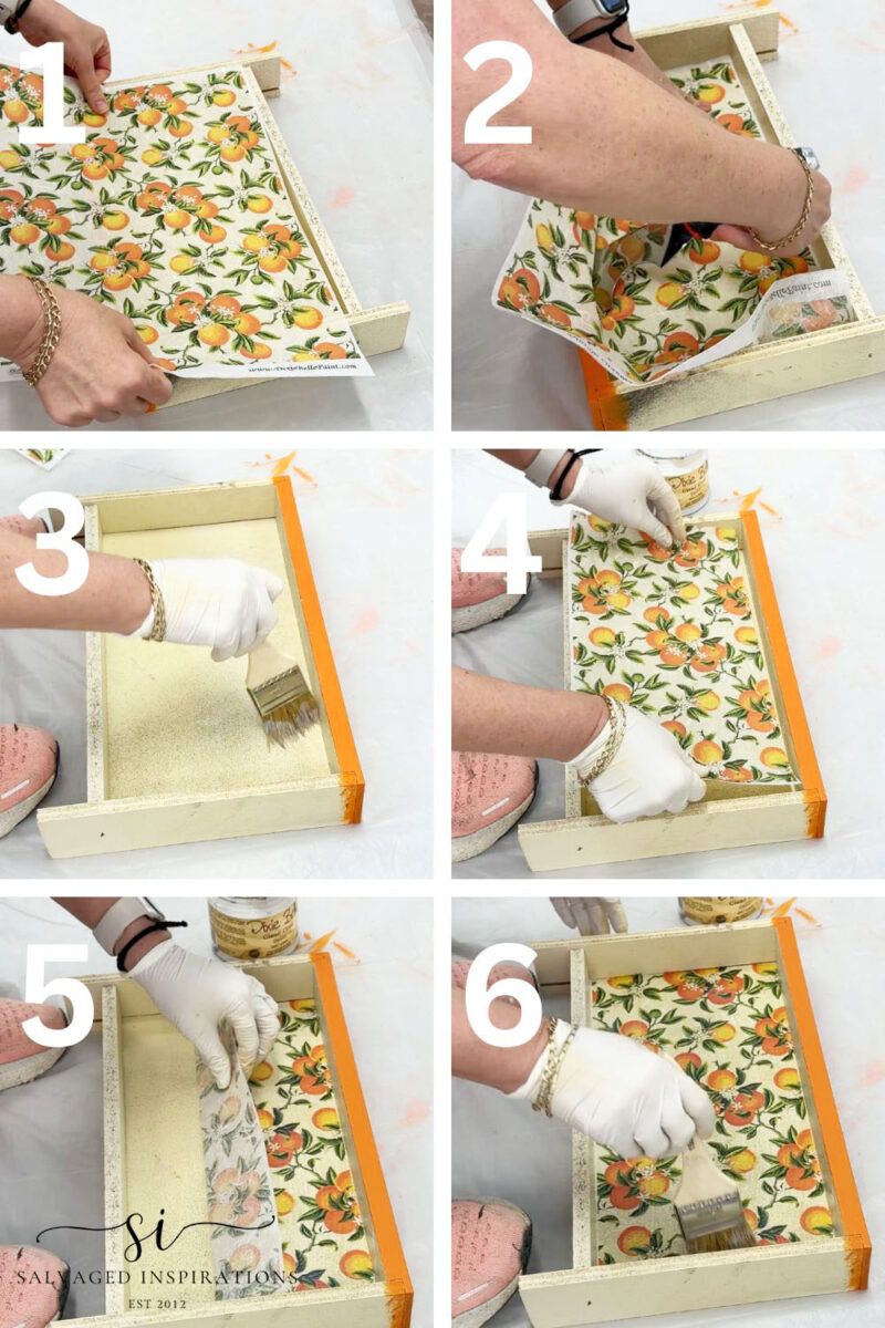 Applying Decoupage Paper To Drawer - Step by Step