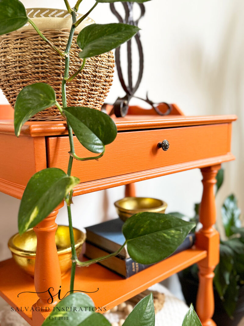 Close Up of Florida Orange Painted End Table