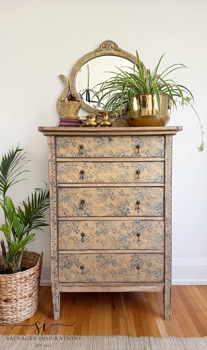 Front View of Rose Vintage Dresser Makeover