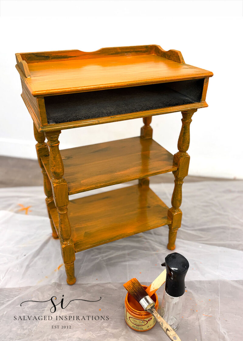 In Progress Painting End Table Orange