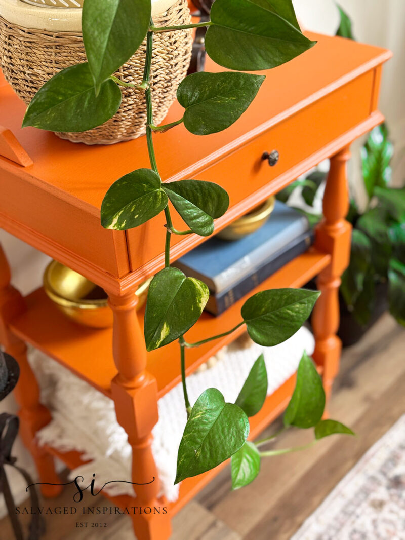 Orange Painted End Table