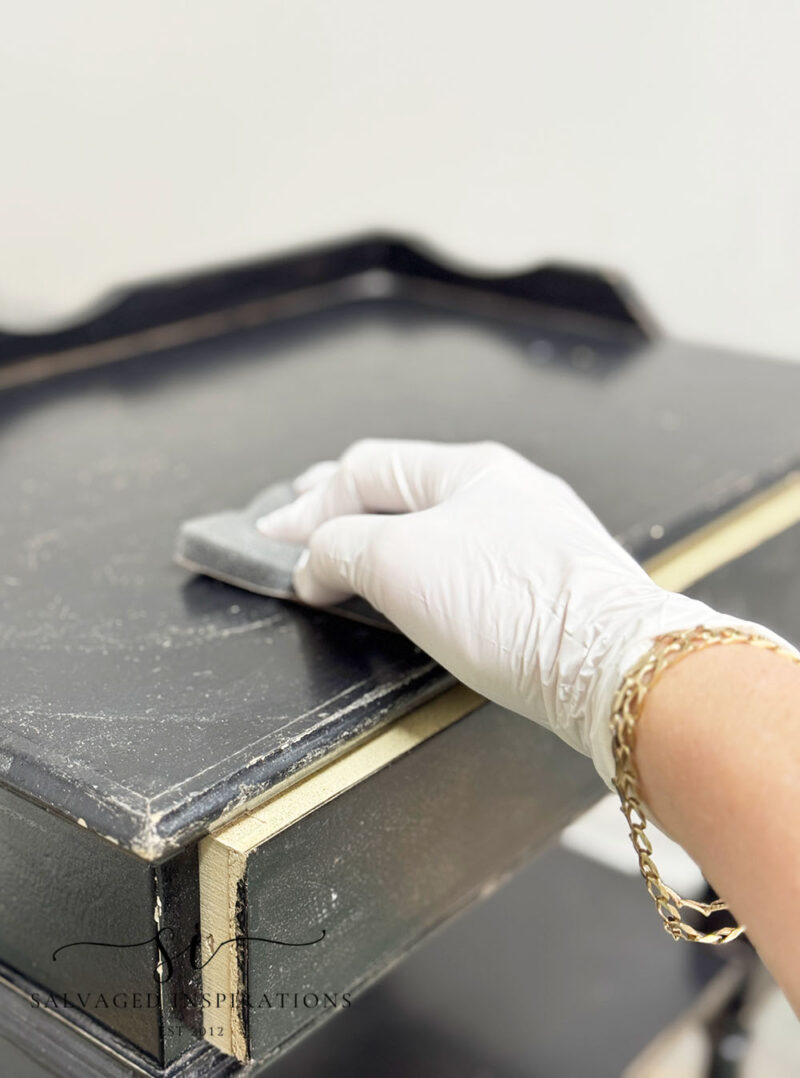 Sanding End Table with Sanding Sponge