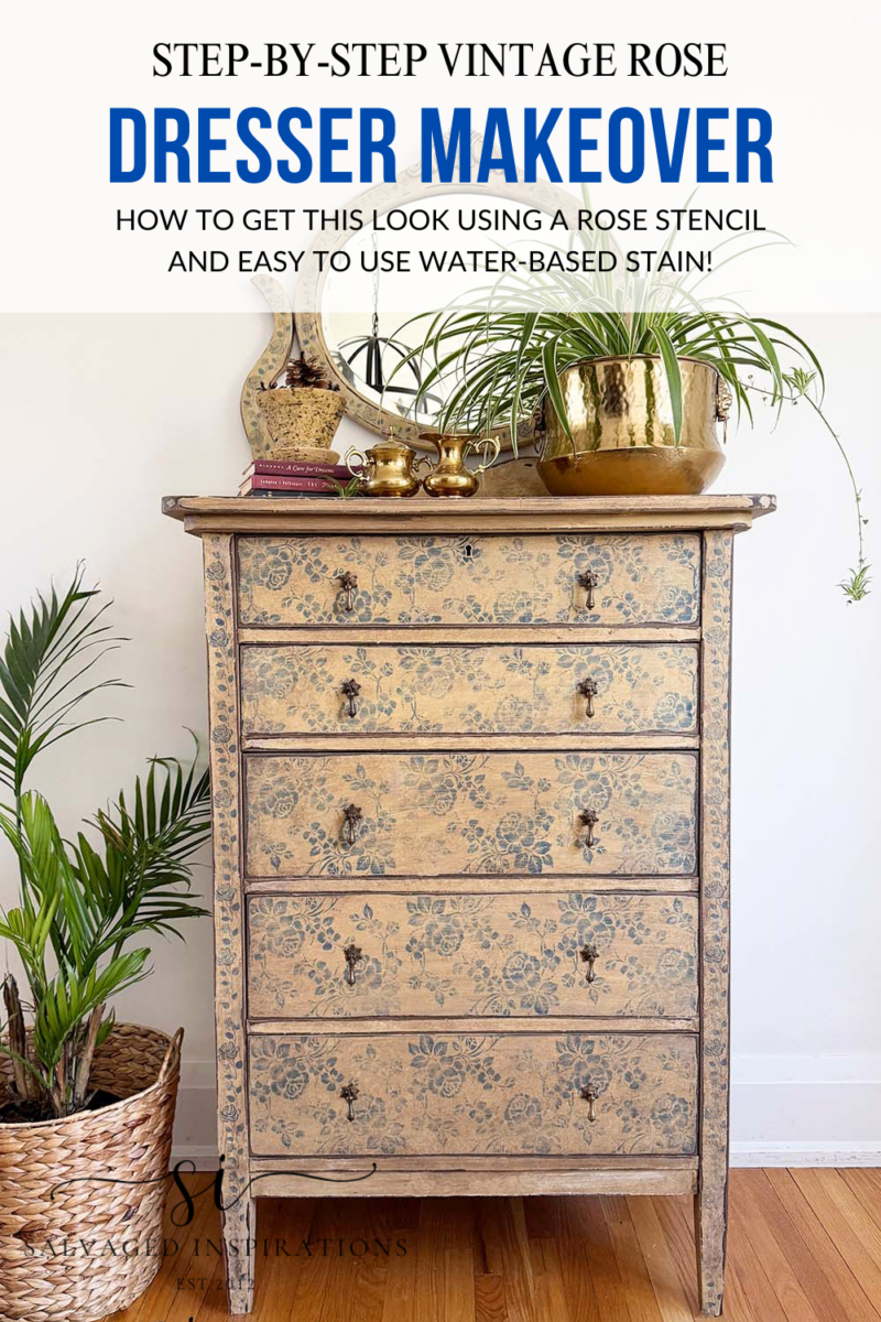 Step by Step Vintage Rose Dresser Makeover