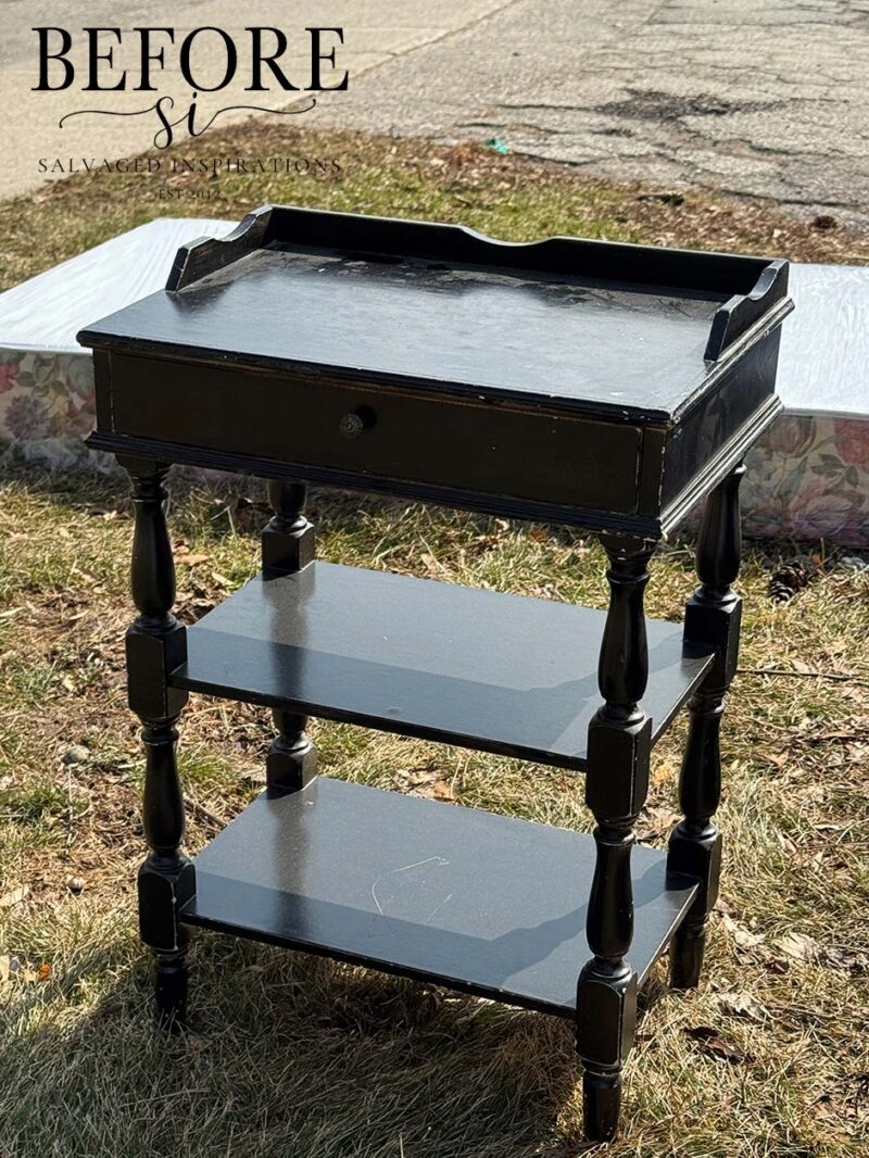 Trashed Side Table With Shelf