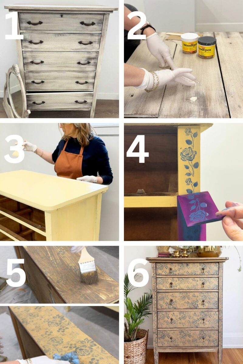 Vintage Rose Dresser Finish Step by Step