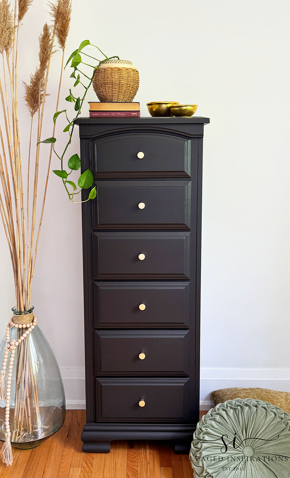 1 Front View of Painted Lingerie Chest in Black