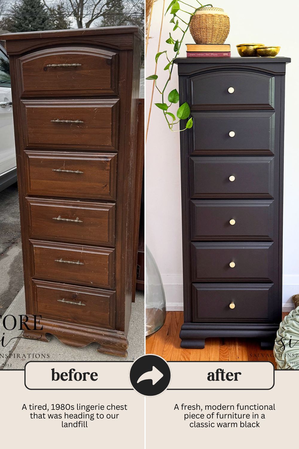 A tired, 1980s lingerie chest that was heading to our landfill